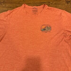 Patagonia Orange Performance Outdoor Graphic Capile Cool Daily T Shirt Men's M